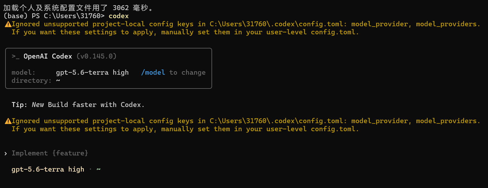 If you want these settings to apply, manually set them in your user-level config.toml